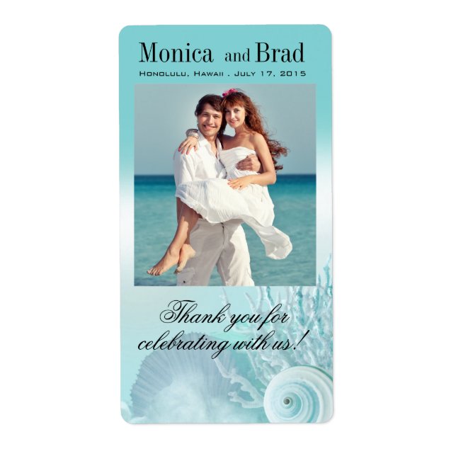 Seashell Dreams Beach Wedding Vin/Champagne Fraktsedel (Framsidan)