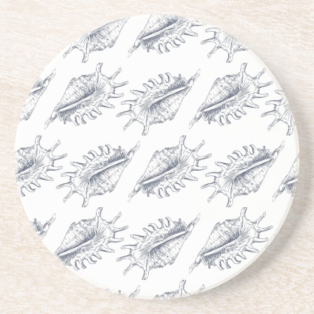Seashell-elegant sömlös mönster dekorativ kudde underlägg (Framsidan)