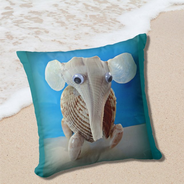 Seashell Elephant Craft Animal Sanibel Island FL Kudde (Skapare uppladdad)