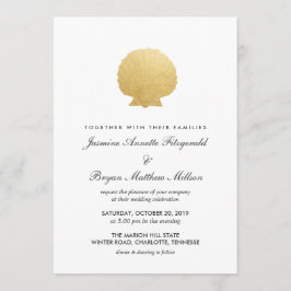 Seashell Faux Gold Foil | Oceanen Bröllop Inbjudningar