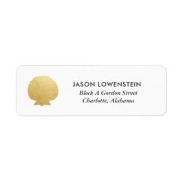 Seashell Faux Gold Foil | Oceanen Bröllop Returadress Etikett