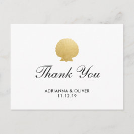 Seashell Faux Gold Foil | Oceanen Bröllop Tack Vykort