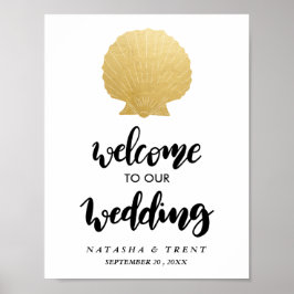 Seashell Faux Gold Foil | Oceanen Bröllop-tecken Poster