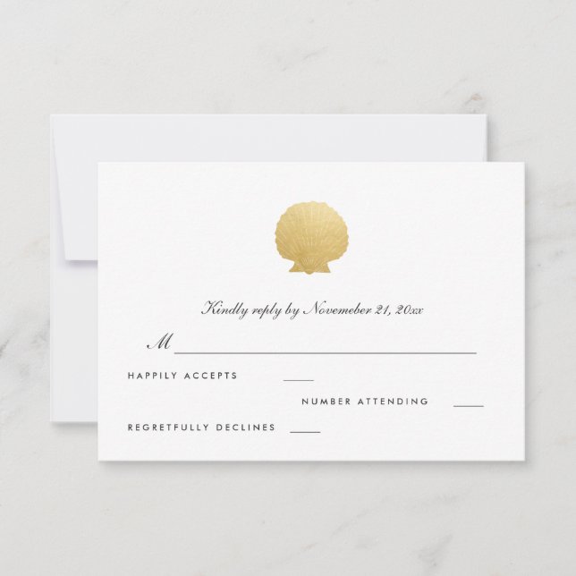 Seashell Faux Gold Foil | Oceanen-Bröllopet OSA (Framsida)