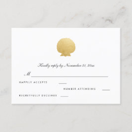 Seashell Faux Gold Foil | Oceanen-Bröllopet OSA Kort