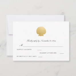Seashell Faux Gold Foil | Oceanen-Bröllopet OSA Kort