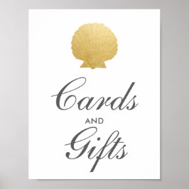 Seashell Faux Gold Foil | Undertecknande av Ocean  Poster