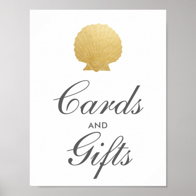 Seashell Faux Gold Foil | Undertecknande av Ocean  Poster (Framsidan)