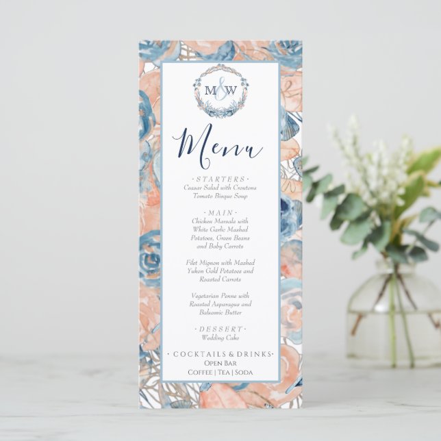 Seashell Flowers vid Nautical Bröllop Beach Meny (Stående Fram)