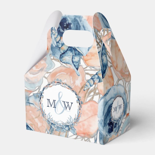 Seashell Flowers vid Nautical Bröllop Beach Presentaskar (Framsidan Sidan)