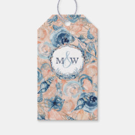 Seashell Flowers vid Nautical Bröllop Beach Presentetikett