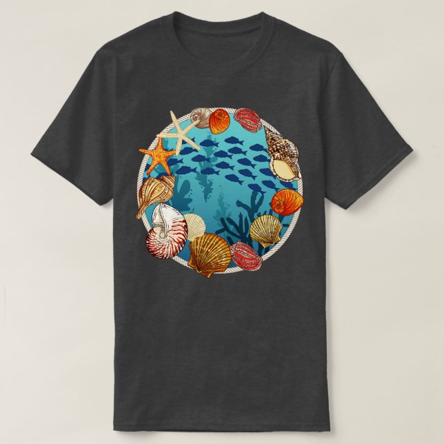 Seashell Frimärke T Shirt (Design framsida)