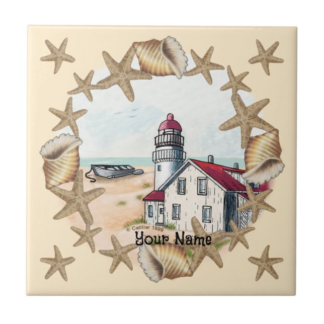 Seashell fyr-panel kakelplatta (Framsidan)