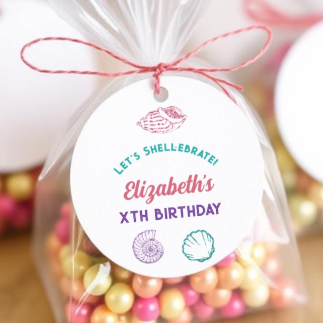 Seashell Girls Birthday Gåvor Etiketter (Skapare uppladdad)