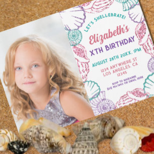 Seashell Girls Birthday Inbjudningar
