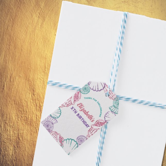 Seashell Girls Birthday Presentetikett (Skapare uppladdad)