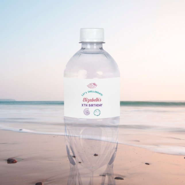 Seashell Girls Birthday Vattenflaskor Etikett (Skapare uppladdad)