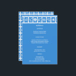 Seashell Grid Beach WedBlue White ANPASSNINGSBAR Meny<br><div class="desc">Perfekt sött menykort för en roligt bröllop! Hand skapade konst åt dig! Perfekt för en bröllop, möhippa i havet, bachelorettfest, förlovningsfest eller födelsedag. FULLT ANPASSADE! Klicka på "Anpassa" ovan om du vill redigera texten. Klicka på "Redigera med verktyg" om du vill justera typsnitt, färg och placeringar och ta bort baksidans...</div>