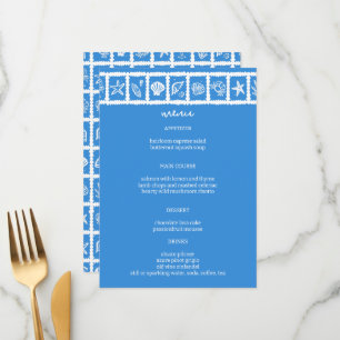 Seashell Grid Beach WedBlue White ANPASSNINGSBAR Meny