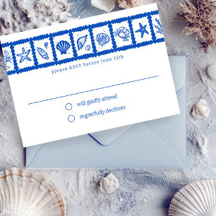 Seashell Grid Beach Wedding ANPASSNINGSBAR OSA Kort