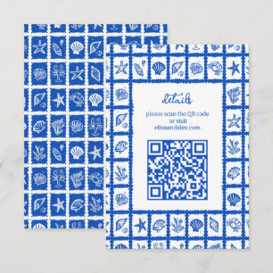Seashell Grid Beach Wedding ANPASSNINGSBAR QR-kod Tilläggskort