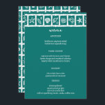 Seashell Grid Beach Wedding Grönt White ANPASSNING Meny<br><div class="desc">Perfekt sött menykort för en roligt bröllop! Hand skapade konst åt dig! Perfekt för en bröllop, möhippa i havet, bachelorettfest, förlovningsfest eller födelsedag. FULLT ANPASSADE! Klicka på "Anpassa" ovan om du vill redigera texten. Klicka på "Redigera med verktyg" om du vill justera typsnitt, färg och placeringar och ta bort baksidans...</div>