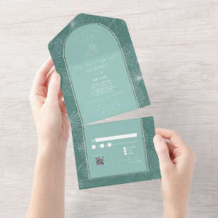 Seashell Handflatan Aqua Beach Wedding QR OSA