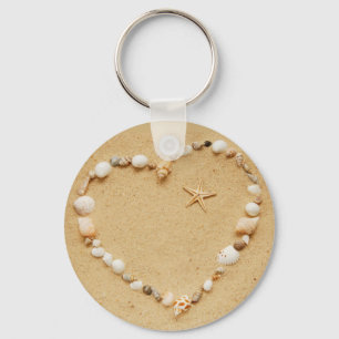 Seashell Heart med Starfish Nyckelring