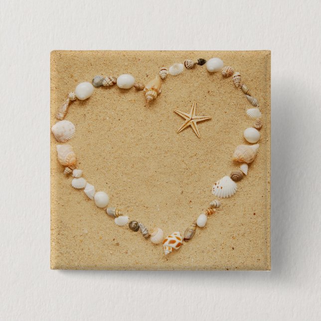 Seashell Heart med stjärnfisk Knapp (Framsida)
