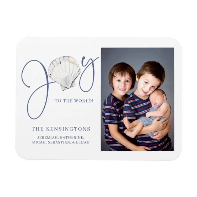 Seashell jul Joy Helgdag Photo Magnet (Horisontell)