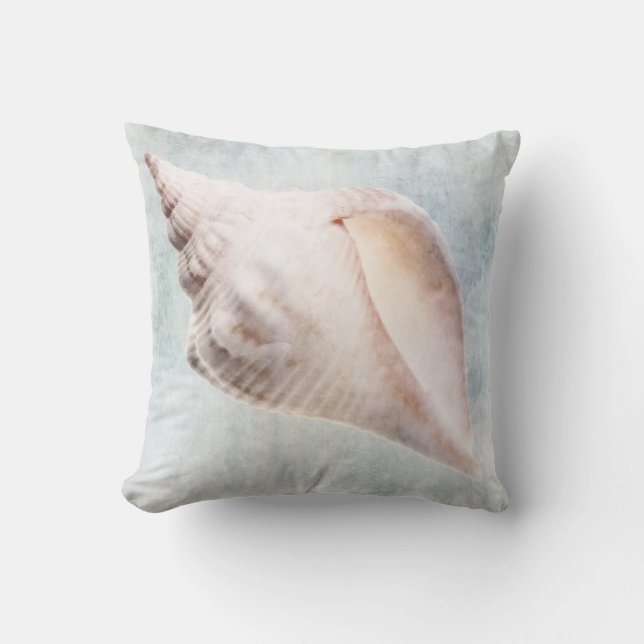 Seashell-kalaserat Kustblått Cream-vattenfärg Kudde (Framsida)