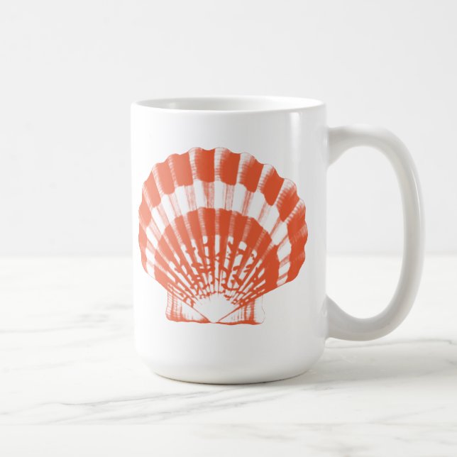 Seashell - korall orange och vit kaffemugg (Höger)