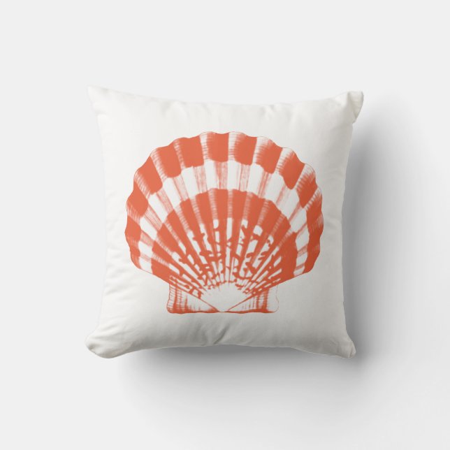 Seashell - korall orange och vit kudde (Framsida)
