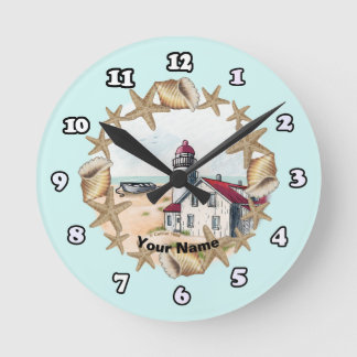 Seashell Lighthouse Clock Rund Klocka