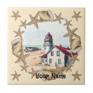 Seashell Lighthouse Kakelplatta
