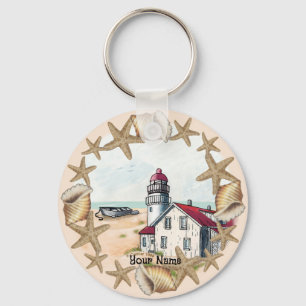 Seashell Lighthouse Keychain Nyckelring