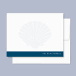 Seashell med Navy Blue Band Family Stationery Anteckningskort<br><div class="desc">Den här designen har ett ramverk i bakgrunden med ett band i grund för ditt namn/text. Klicka på knappen Anpassa om du vill justera inslagen och/eller ändra texten ytterligare! Det finns variationer i denna utformning, ytterligare färg och samordnade produkter i vår butik, zazzle.com/store/doodlelulu. Kontakta oss om du behöver den här...</div>