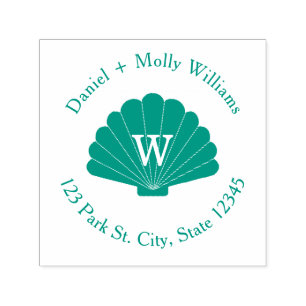 Seashell Monogram Adress Självfärgande Stämpel