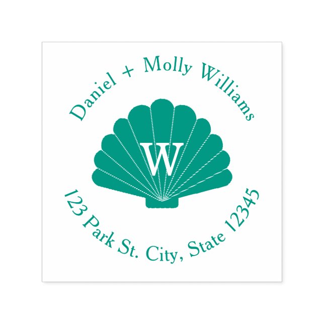 Seashell Monogram Adress Självfärgande Stämpel (Design)