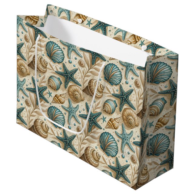 Seashell Mönster Large Gift Bag (Framsidan Vinklad)