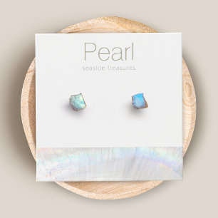 Seashell Nautical Stud Earring Visning Holder Fyrkantigt Visitkort