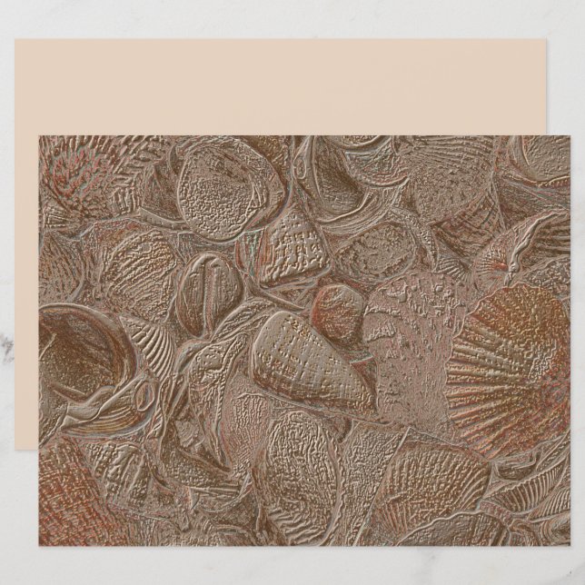 Seashell Ocean Beach Elegant Guld Sepia Decoupage (Fram/baksida)