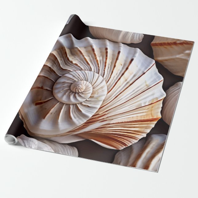 Seashell och Beach Theme Presentpapper (Utrullad)