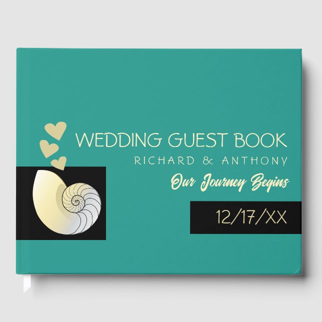 Seashell och Hearts, Beach Wedding Gästböcker (Framsida)