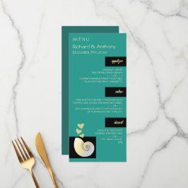 Seashell och Hearts, Beach Wedding Menu Meny