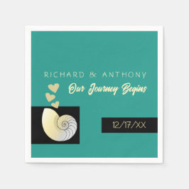 Seashell och Hearts, Beach Wedding Pappersservett