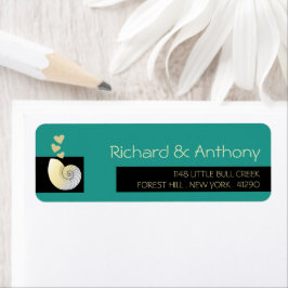 Seashell och Hearts, Beach Wedding Returadress Etikett