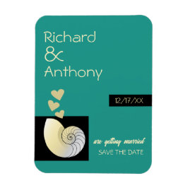 Seashell och Hearts, Beach Wedding Spara datum Magnet