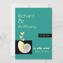 Seashell och Hearts, Beach Wedding Spara Datumet