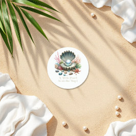 Seashell och Ocean Theme Little Pearl Baby Shower Runt Klistermärke